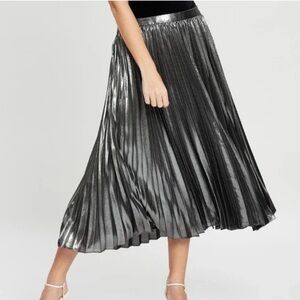 Elegant Banana Republic Silver Pleated Skirt